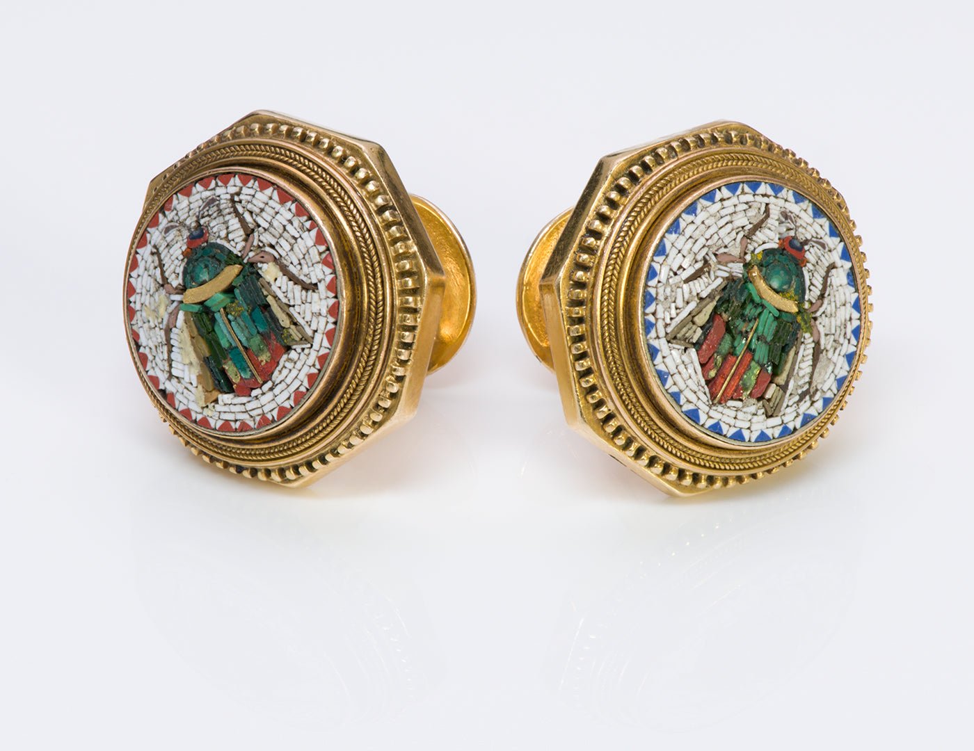 Antique Gold Mosaic Cufflinks - DSF Antique Jewelry