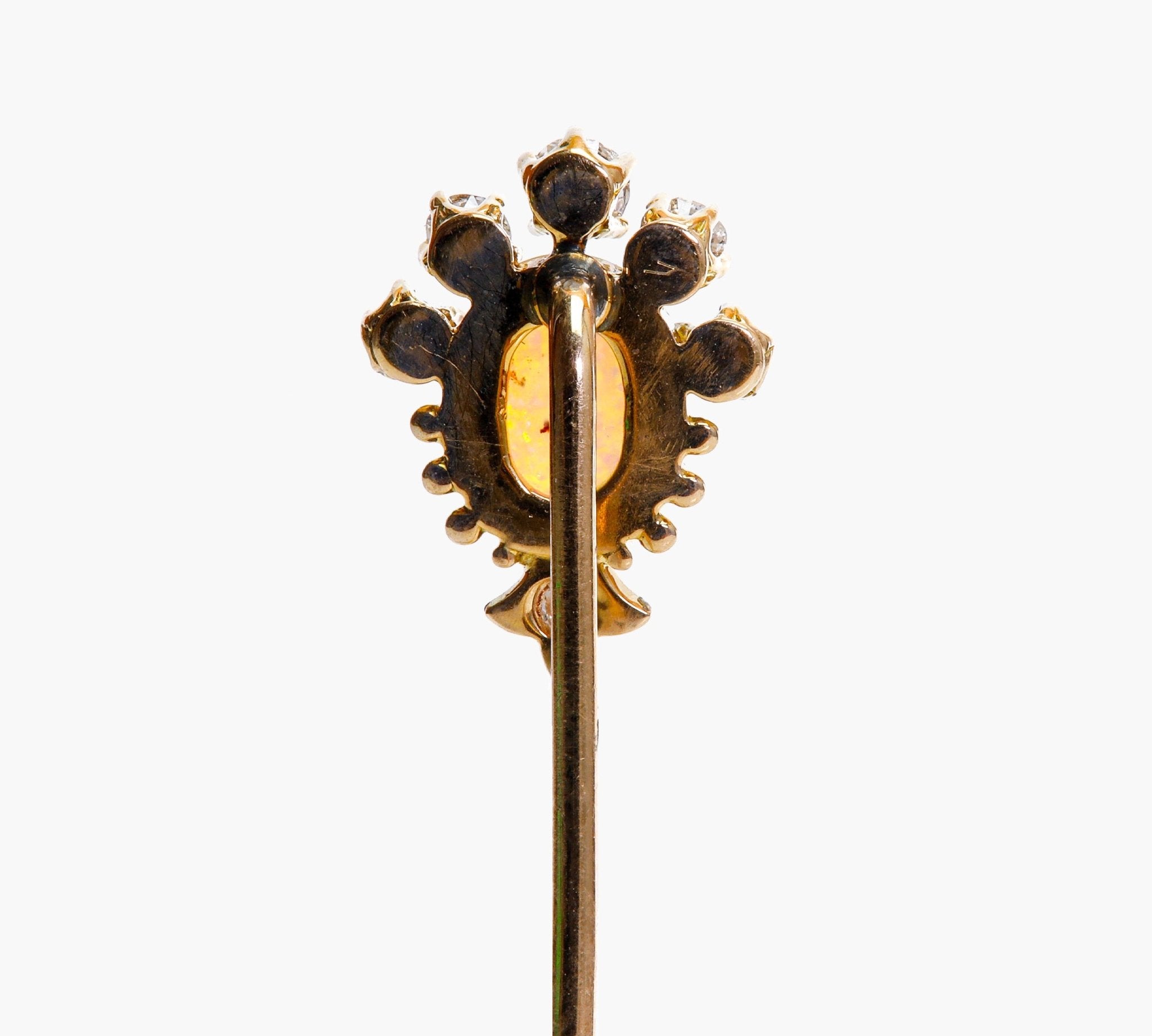 Antique Edwardian Translucent Natural Jelly Opal Stick/ Tie Pin, 9ct Yellow Gold & White Metal Vintage Pin, Antique Opal buy Brooches, c.1910s