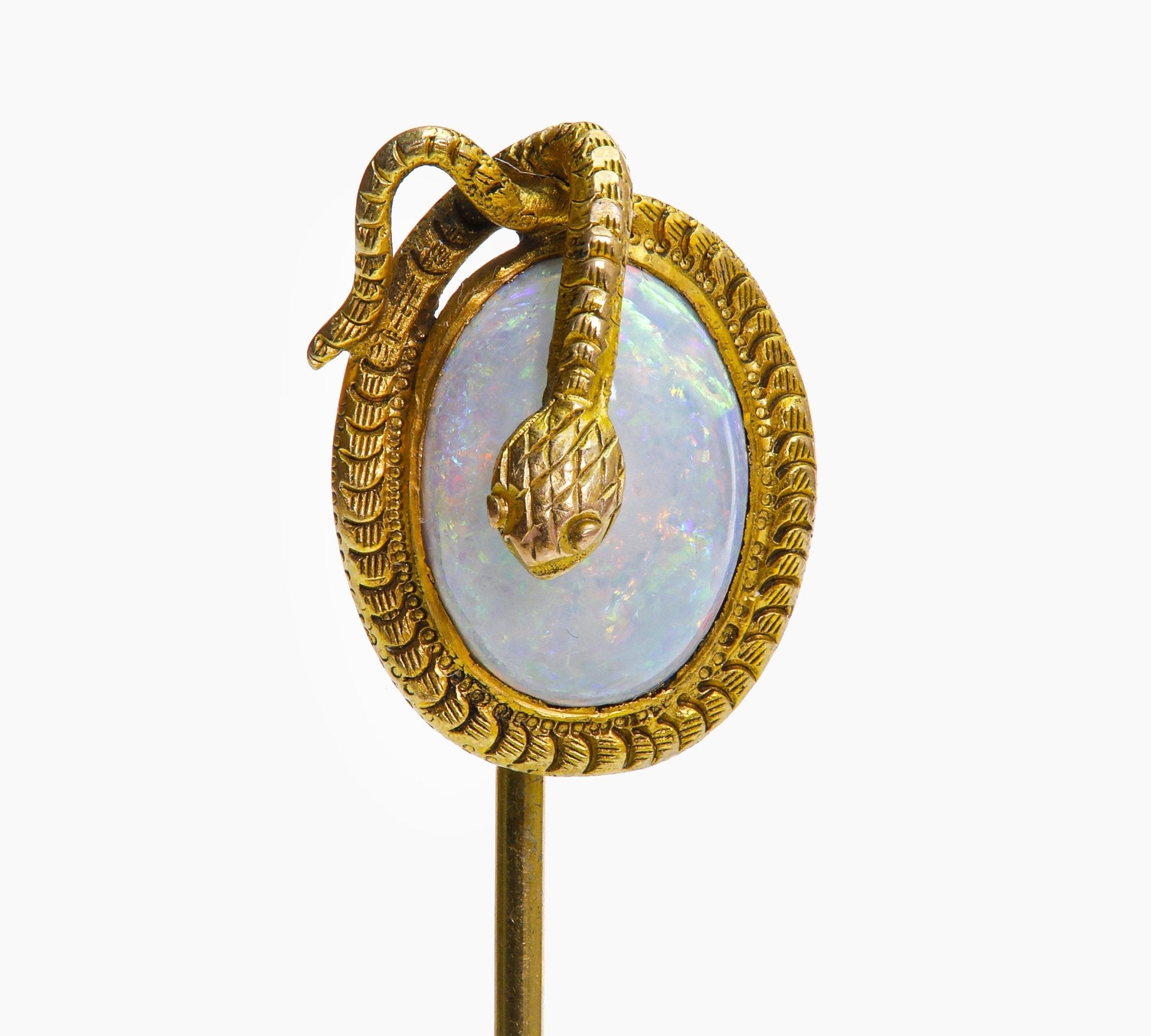 Antique Gold Opal Snake Stick Pin - DSF Antique Jewelry