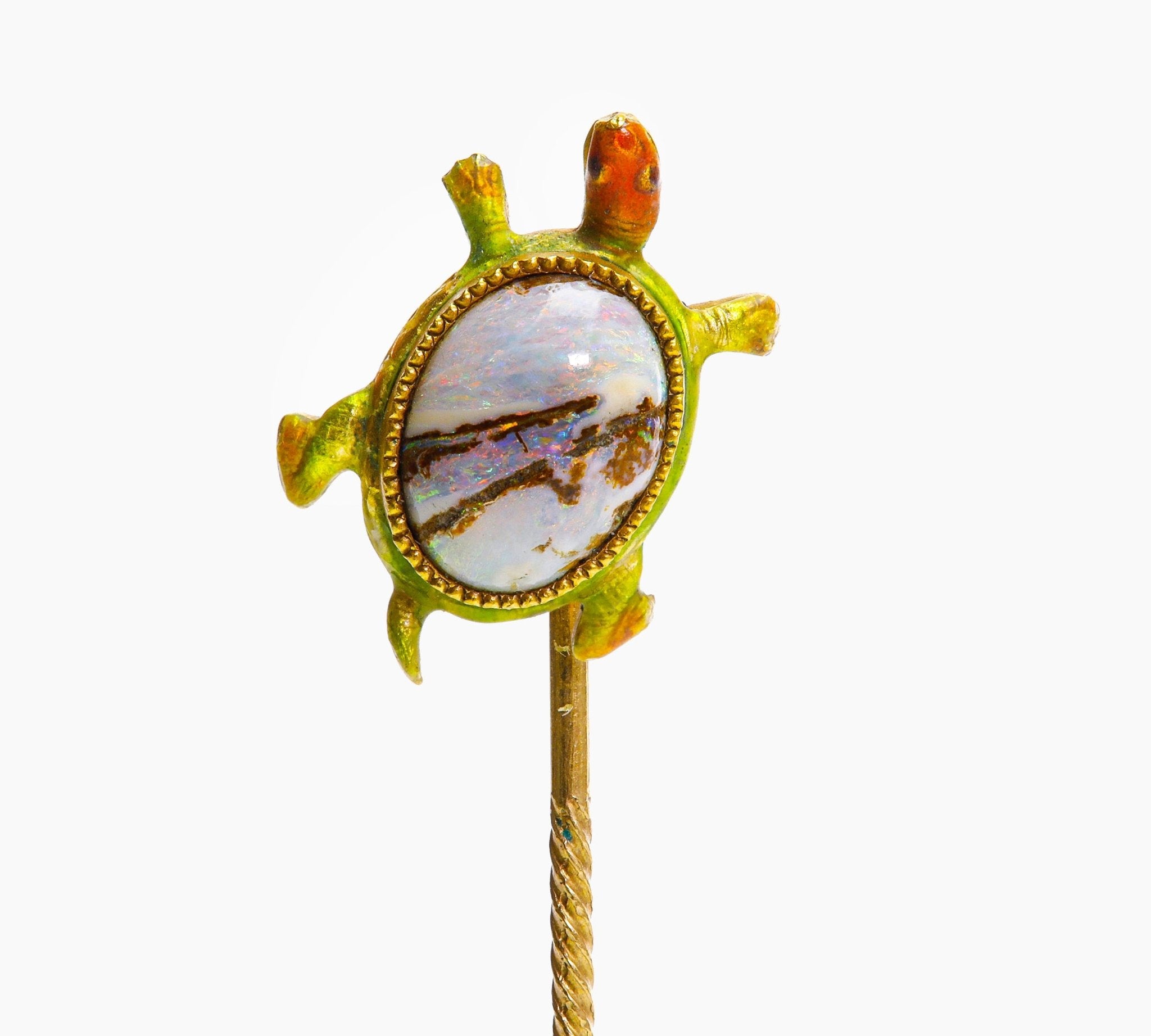 Antique Gold Opal Turtle Stick Pin - DSF Antique Jewelry