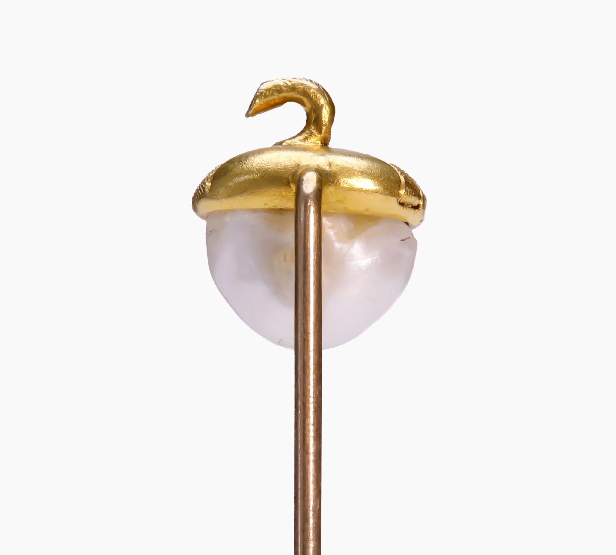 Antique Gold Pearl Acorn Stick Pin