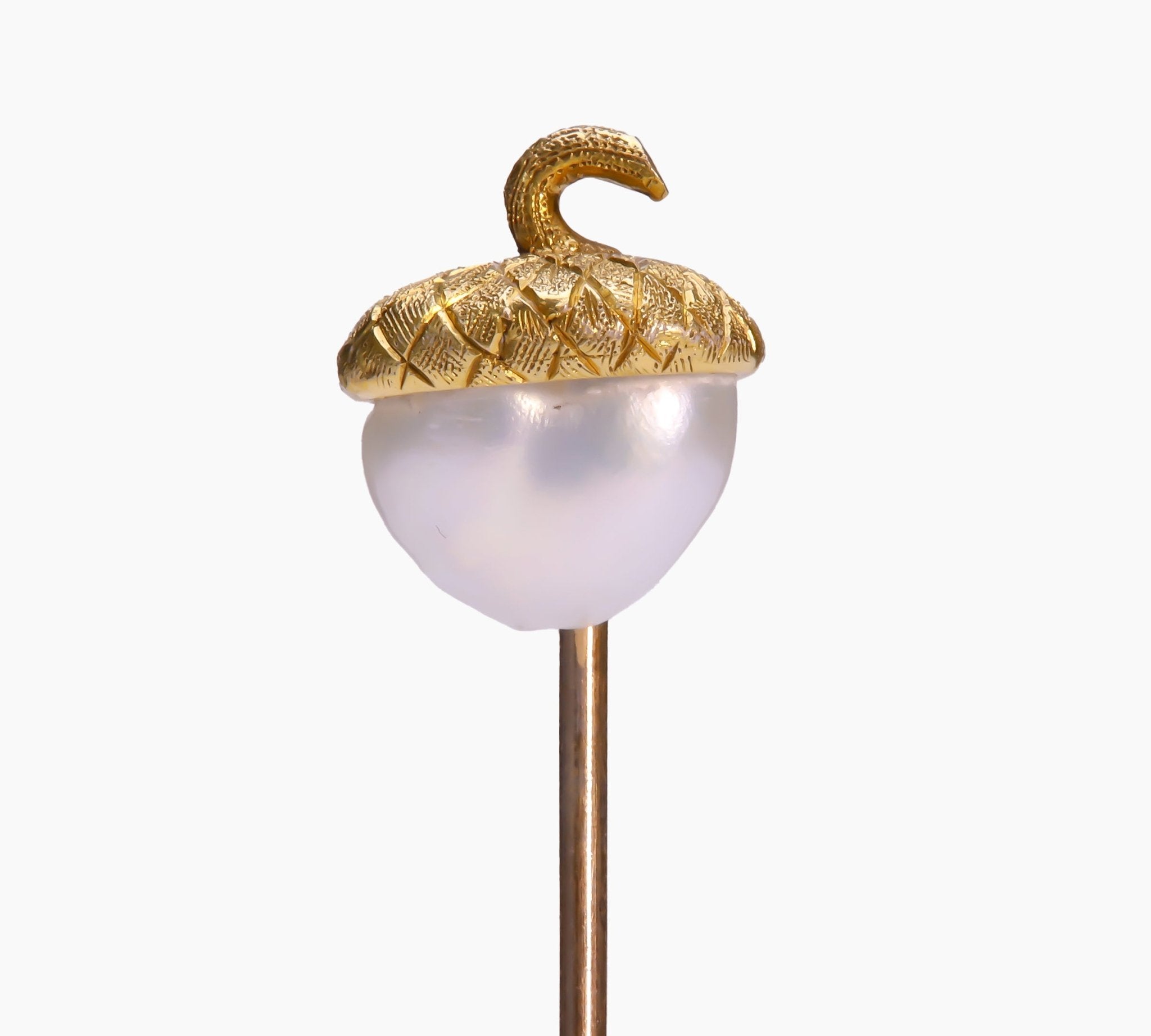 Antique Gold Pearl Acorn Stick Pin