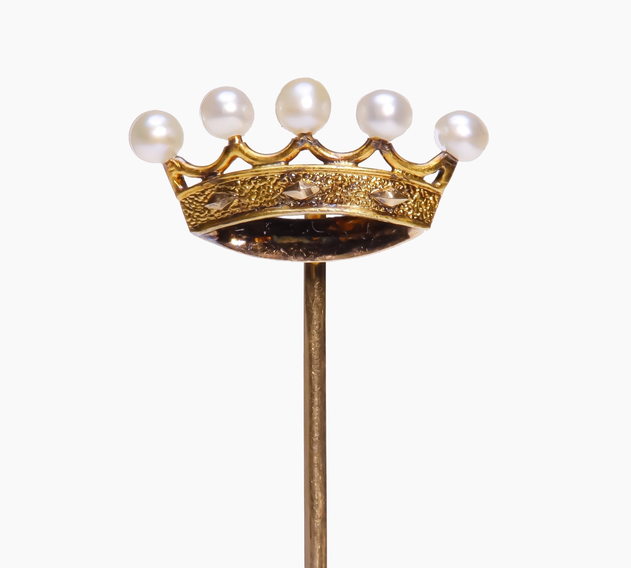 Antique Gold Pearl Crown Stick Pin