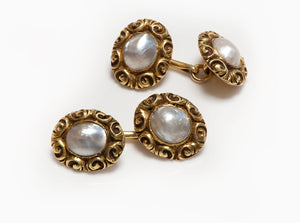 Antique Art Nouveau Gold Pearl Cufflinks
