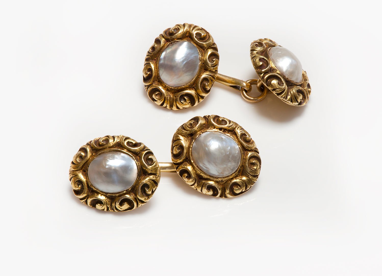 Antique Gold Pearl Cufflinks - DSF Antique Jewelry