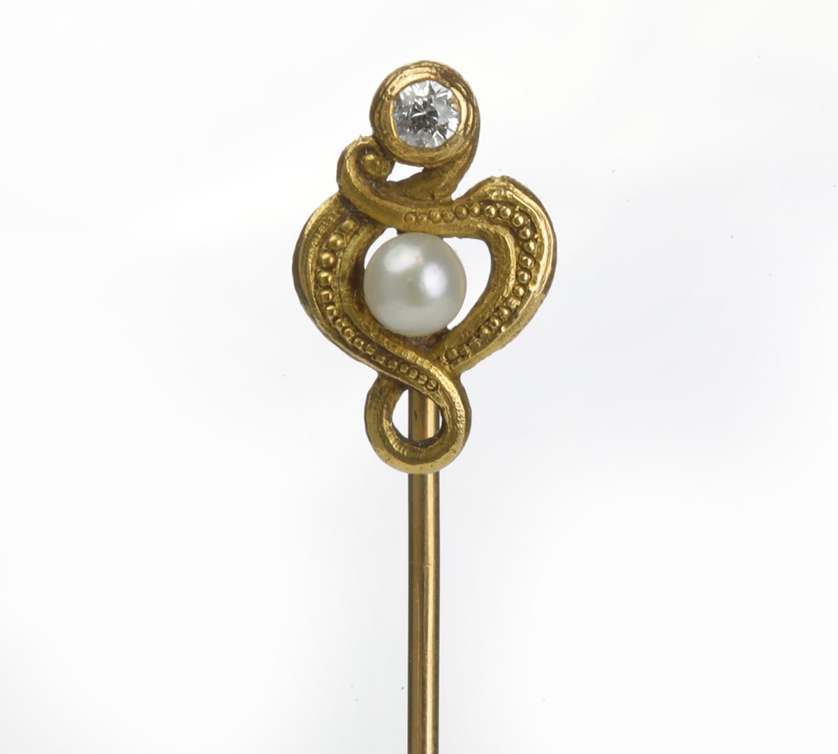 Antique Gold Pearl Diamond Stick Pin