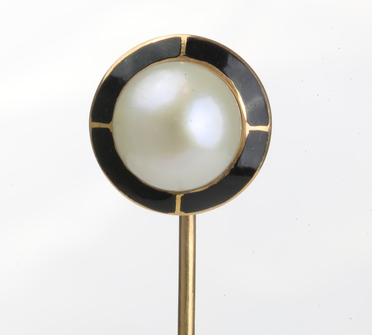 Antique Gold Pearl Enamel Stick Pin