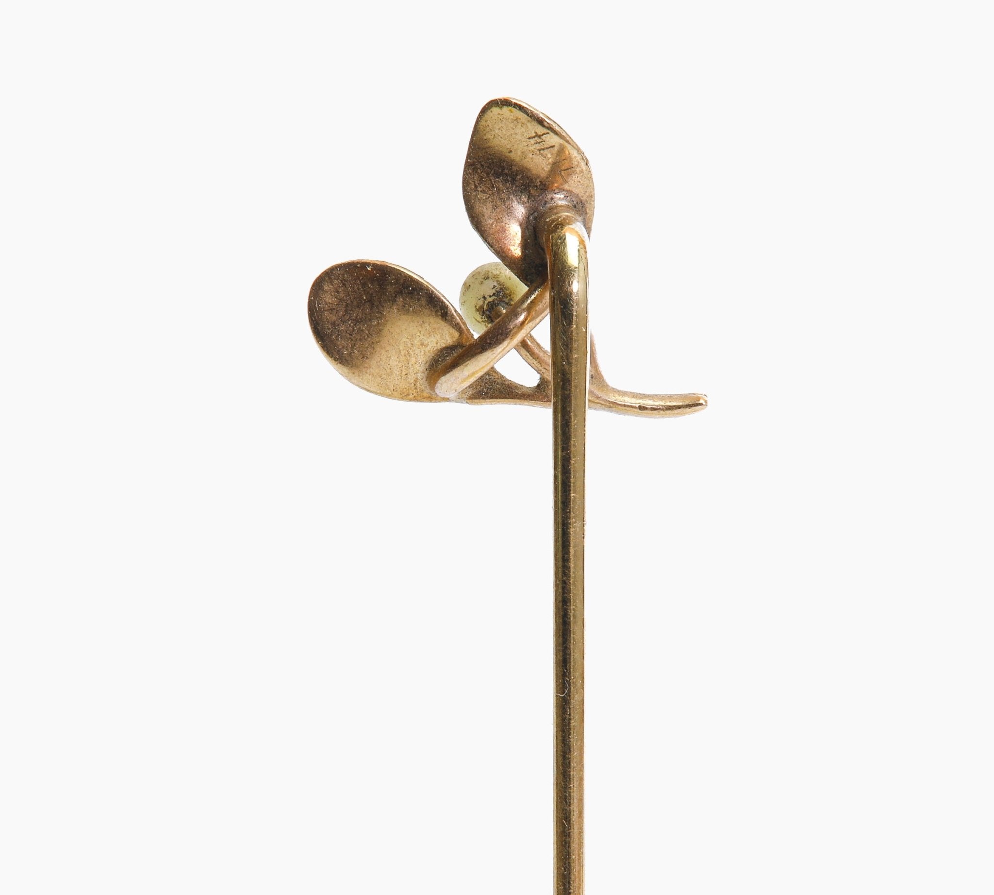 Antique Gold Pearl Mistletoe Stick Pin