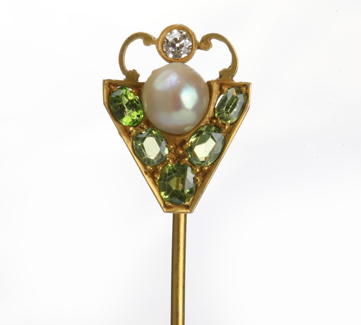 Antique Gold Pearl Period Diamond Stick Pin