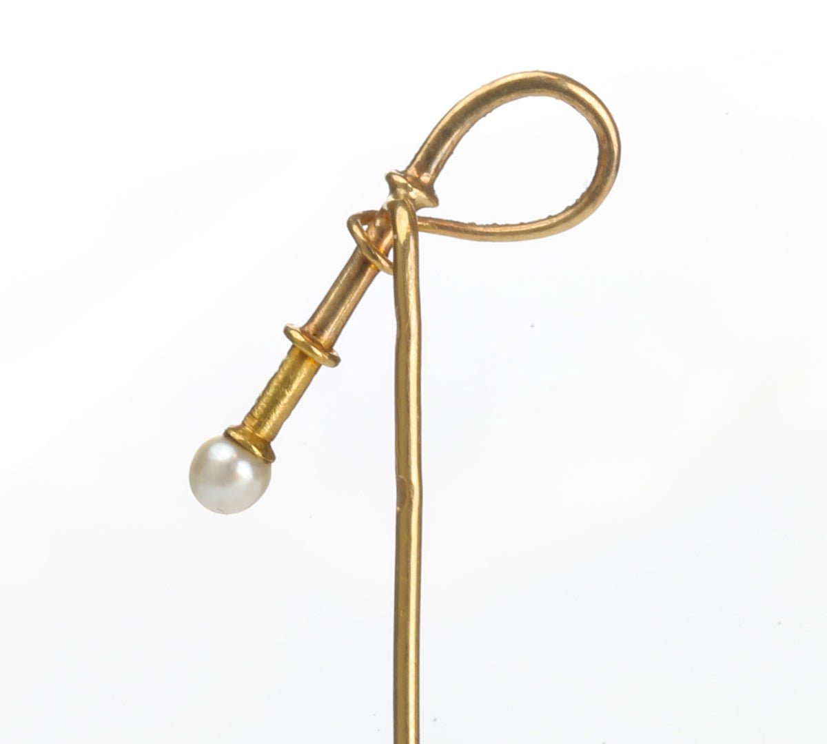 Antique Gold Pearl Riding Crop Stick Pin