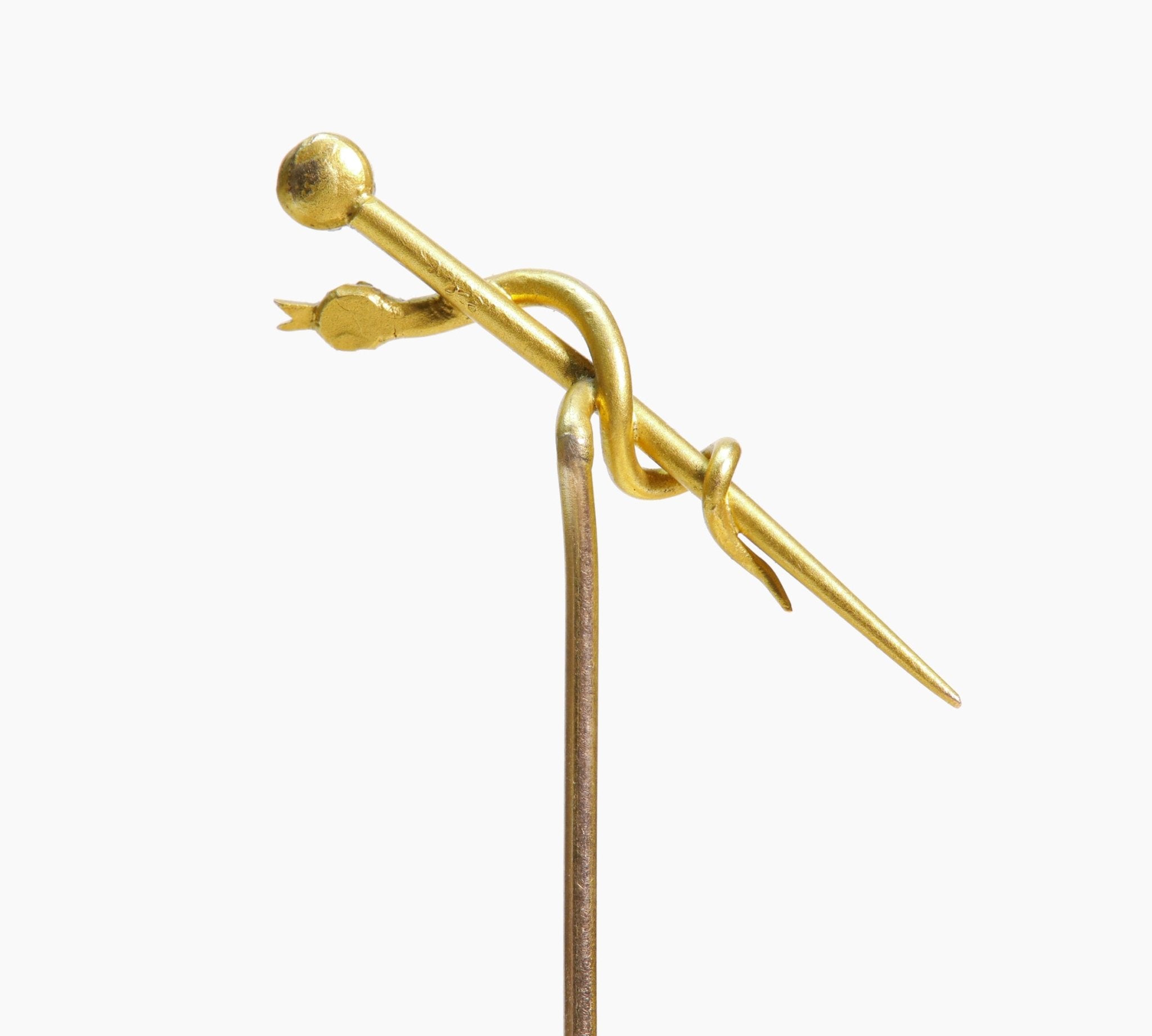 Antique Gold Pearl Snake Stick Pin