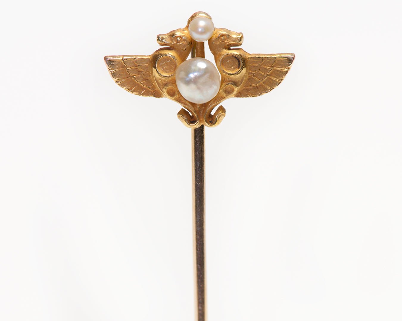 Antique Gold Pearl Wings Stick Pin