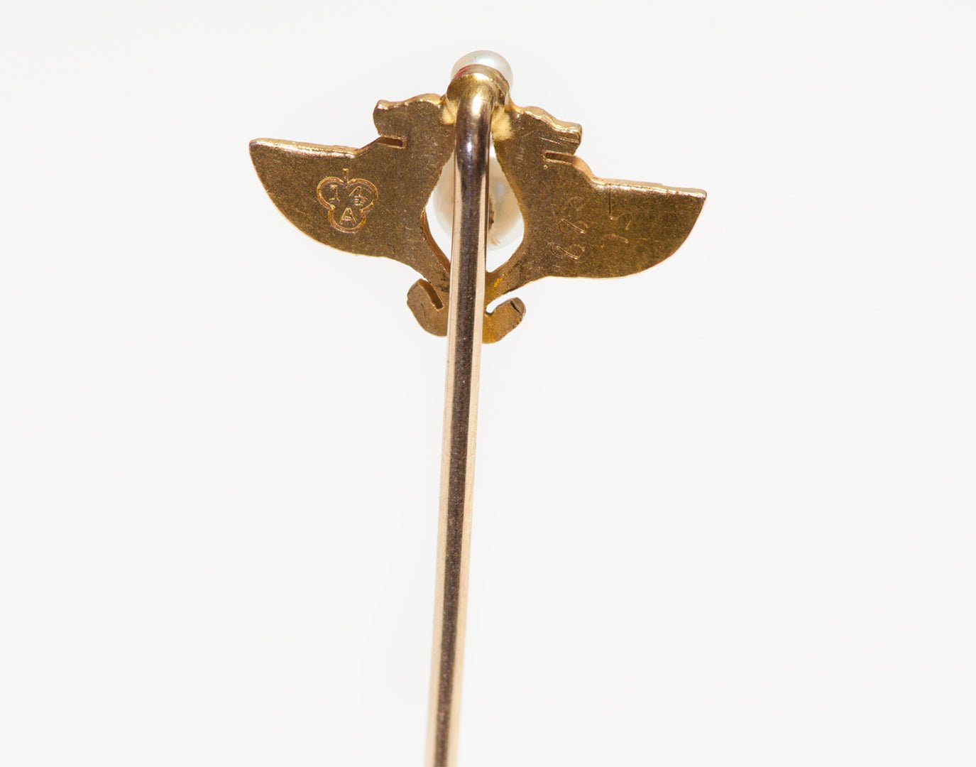 Antique Gold Pearl Wings Stick Pin