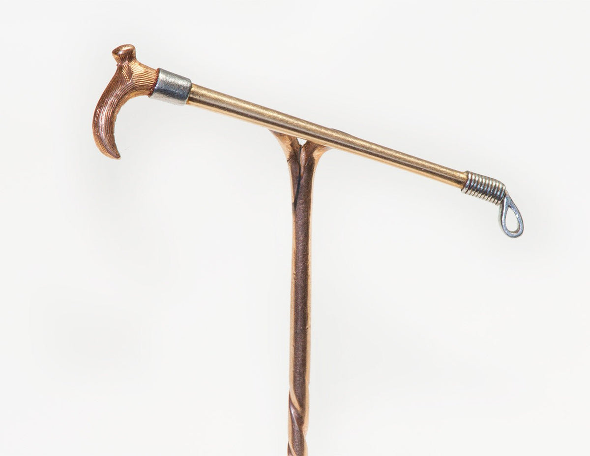 Antique Gold Platinum Riding Crop Stick Pin display picture 3