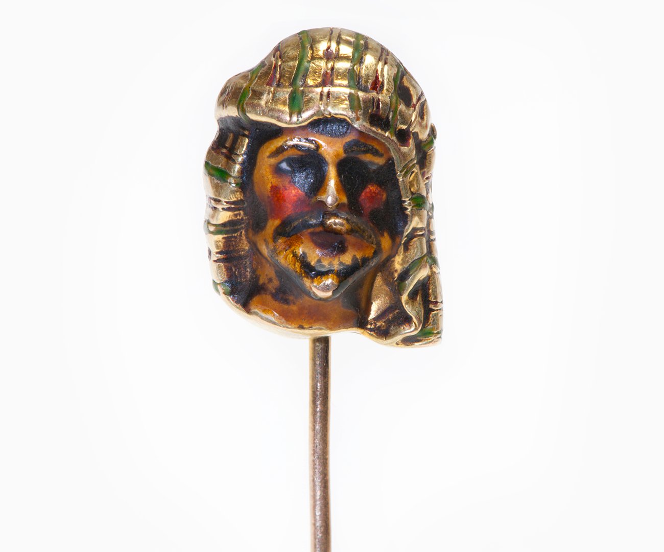 Antique Gold Polychrome Enamel Arab Man Stick Pin
