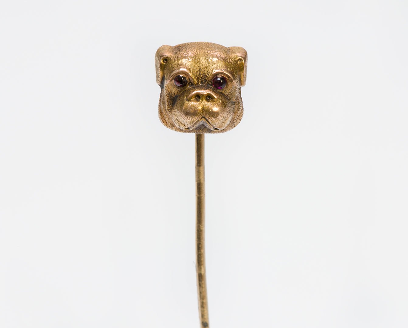 Antique Gold Pug Dog Garnet Stickpin