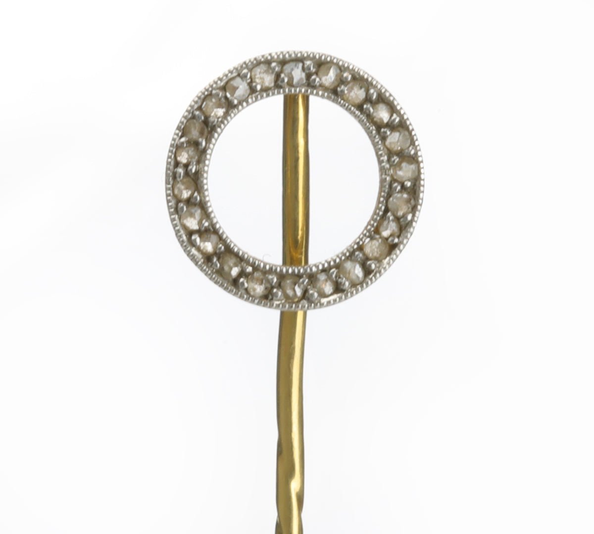 Antique Gold Rose Cut Diamond Circle Stick Pin