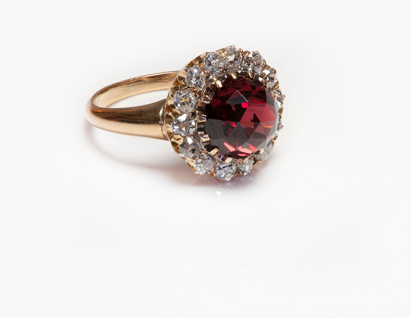 Antique Gold Rose Cut Garnet Diamond Ring