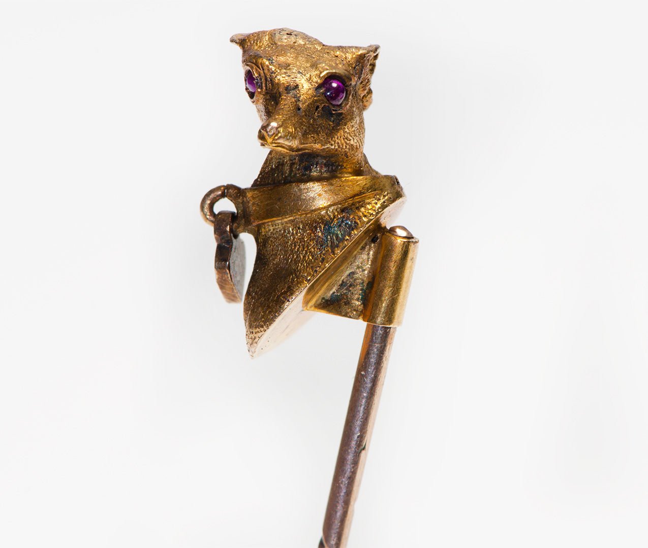 Antique Gold Ruby Dachshund Stick Pin