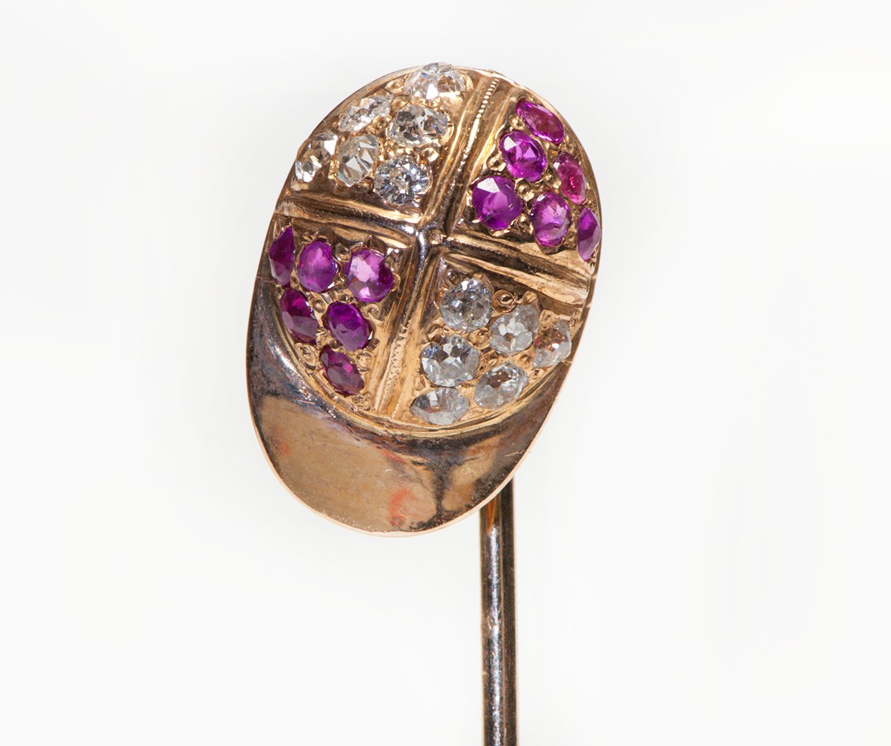 Antique Gold Ruby Diamond Cap Stick Pin