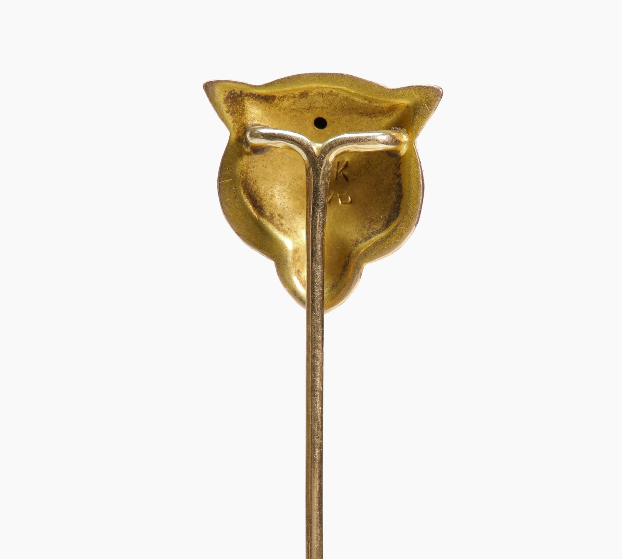 Antique Gold Ruby Diamond Feline Jaguar Stick Pin