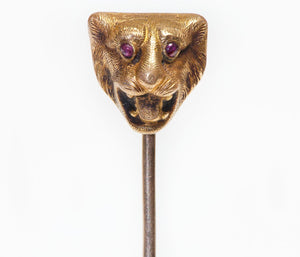 Antique Gold Ruby Feline Stick Pin