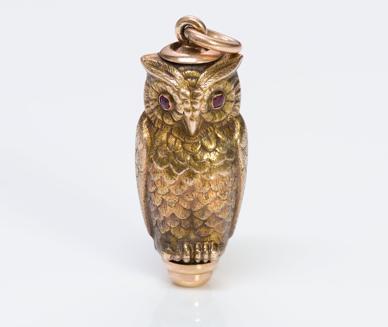 Antique Gold & Ruby Owl Fob Mechanical Pencil - DSF Antique Jewelry