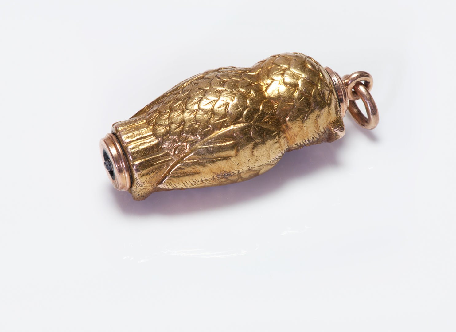 Antique Gold & Ruby Owl Fob Pencil