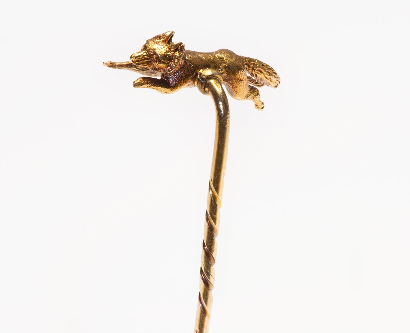 Antique Gold Running Fox Stick Pin