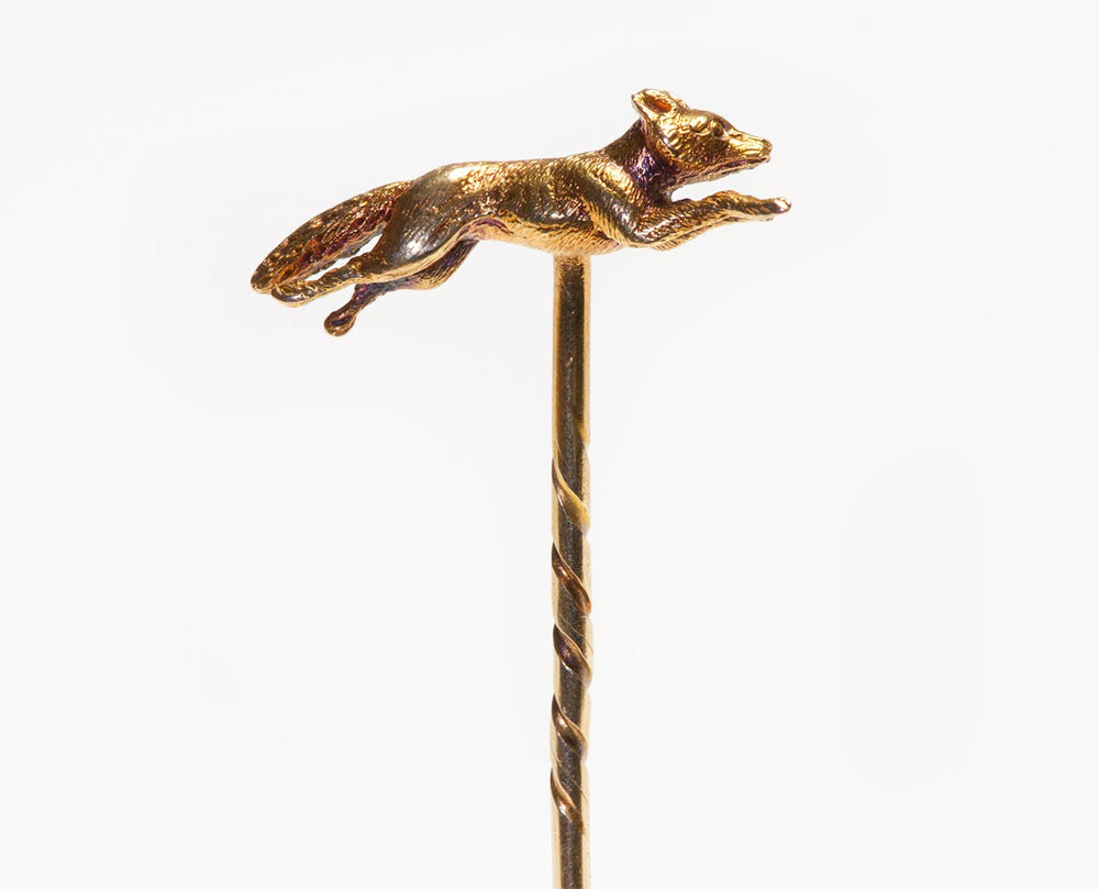 Antique Gold Running Fox Stick Pin