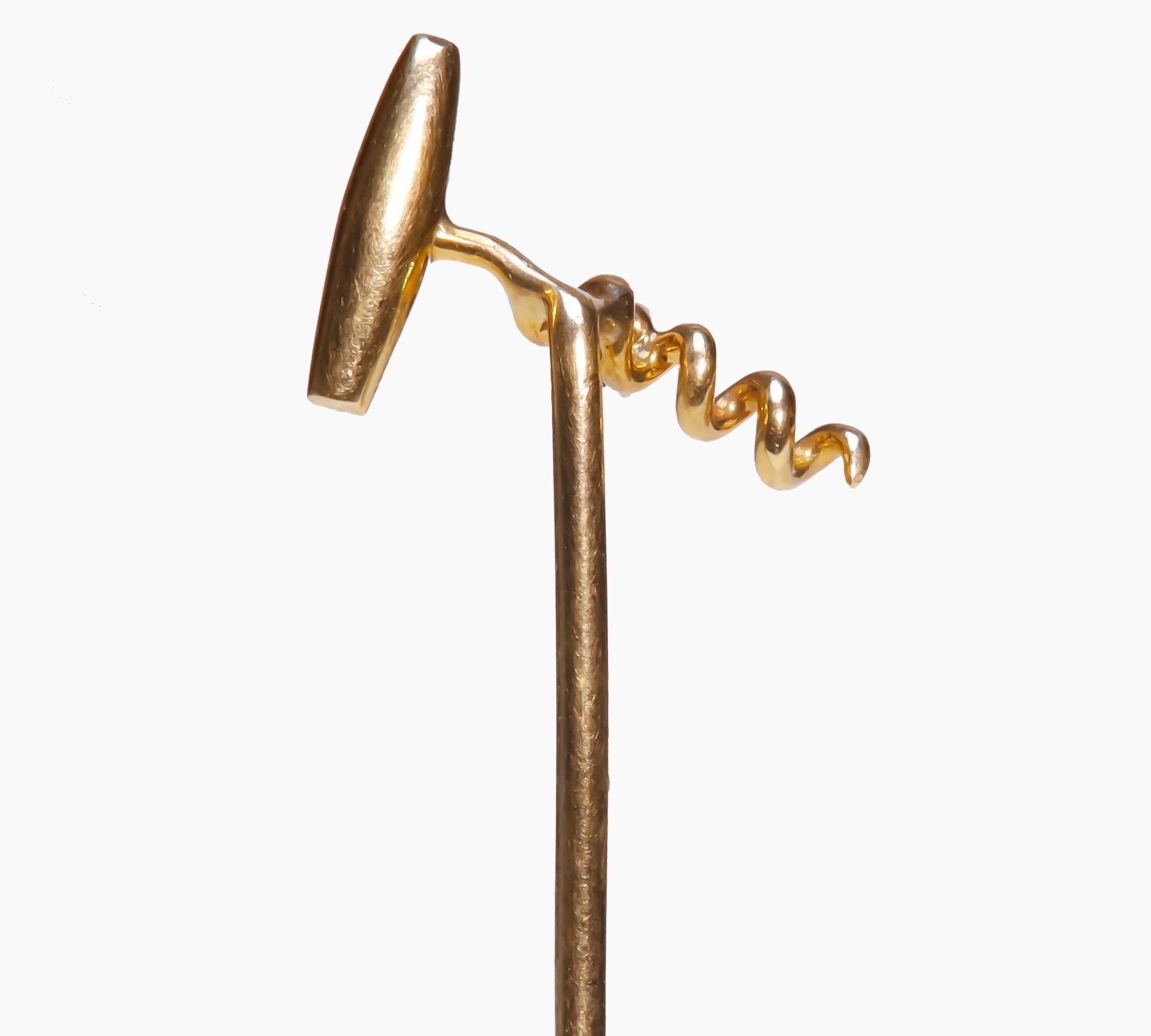 Antique Gold Sapphire Corkscrew Stick Pin - DSF Antique Jewelry