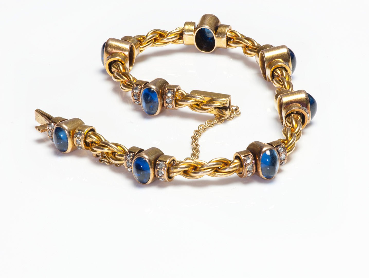 Antique Gold Sapphire Diamond Bracelet - DSF Antique Jewelry
