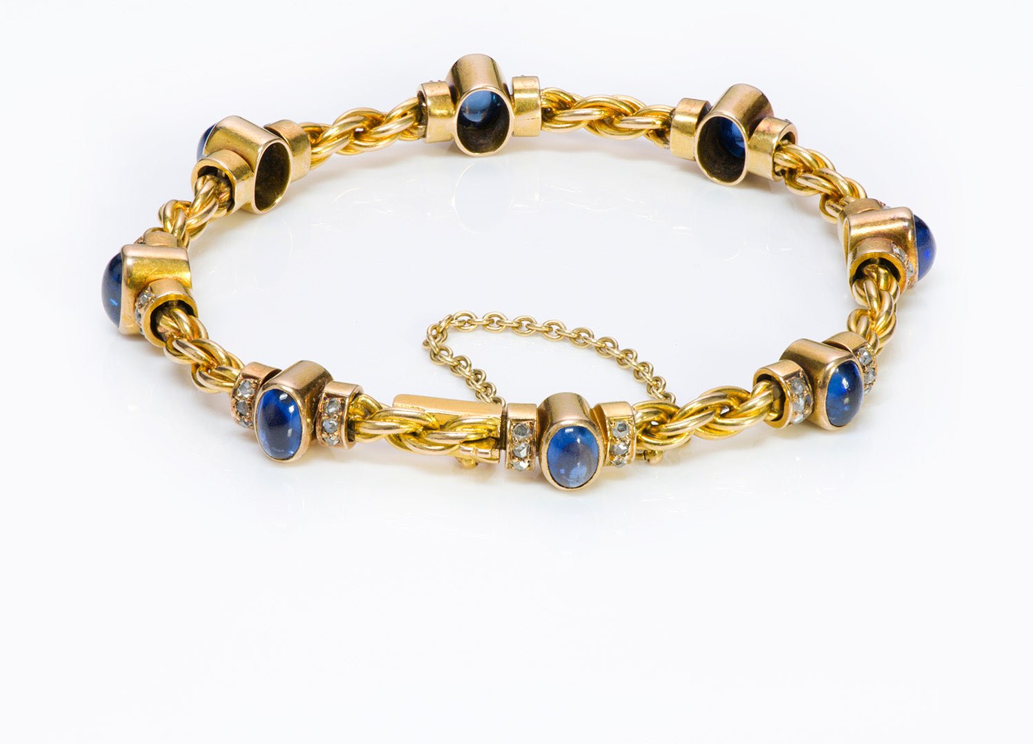 Antique Gold Sapphire Diamond Bracelet - DSF Antique Jewelry