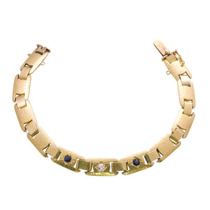 Antique Gold Sapphire Diamond Link Bracelet
