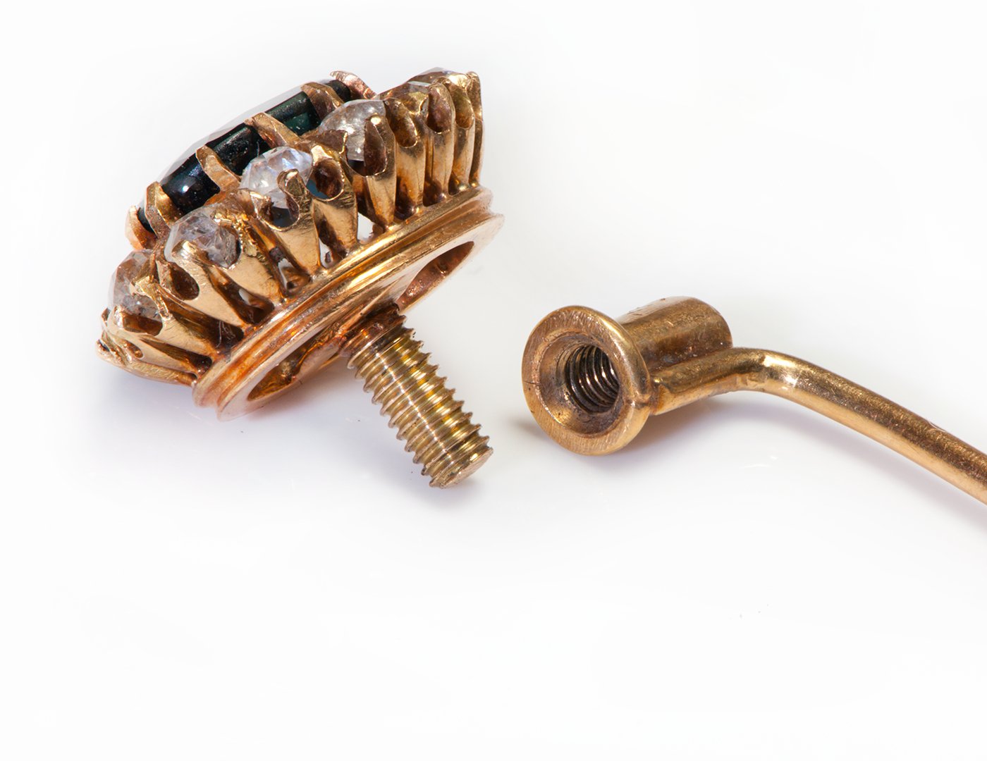 Antique Gold Sapphire Diamond Detachable Stick Pin