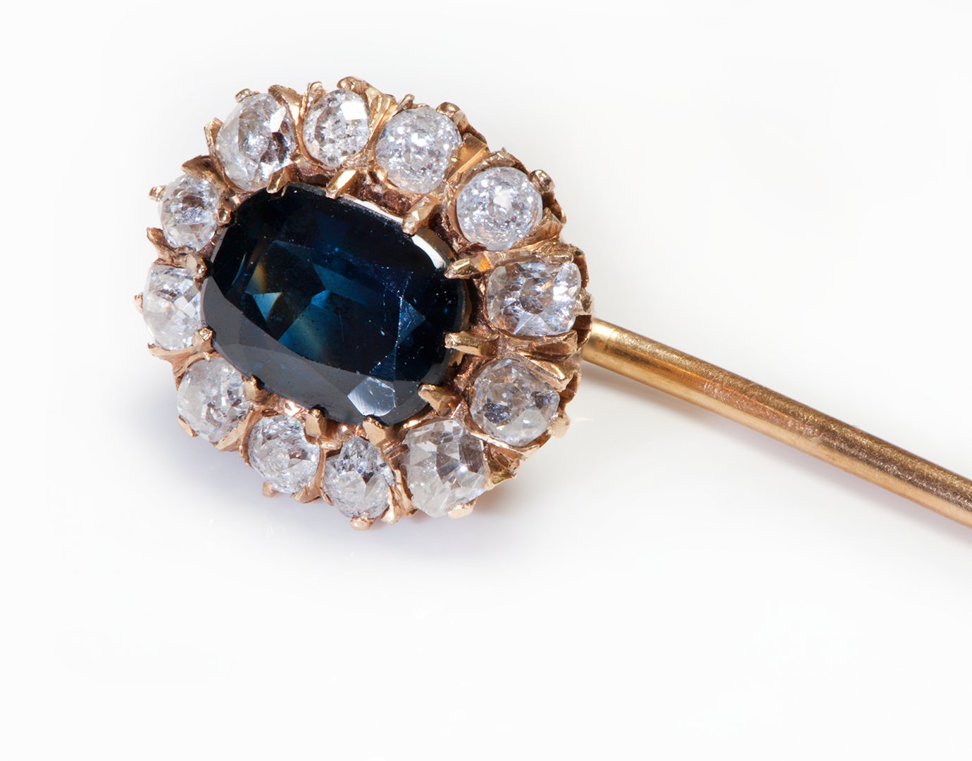 Antique Gold Sapphire Diamond Detachable Stick Pin