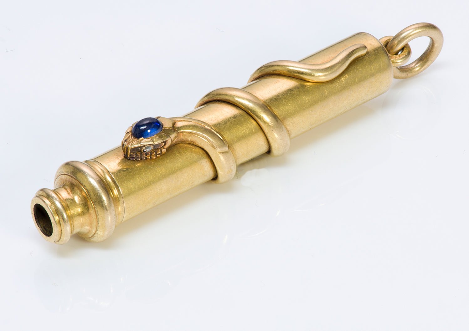 Antique Gold Sapphire Diamond Snake Fob Pencil