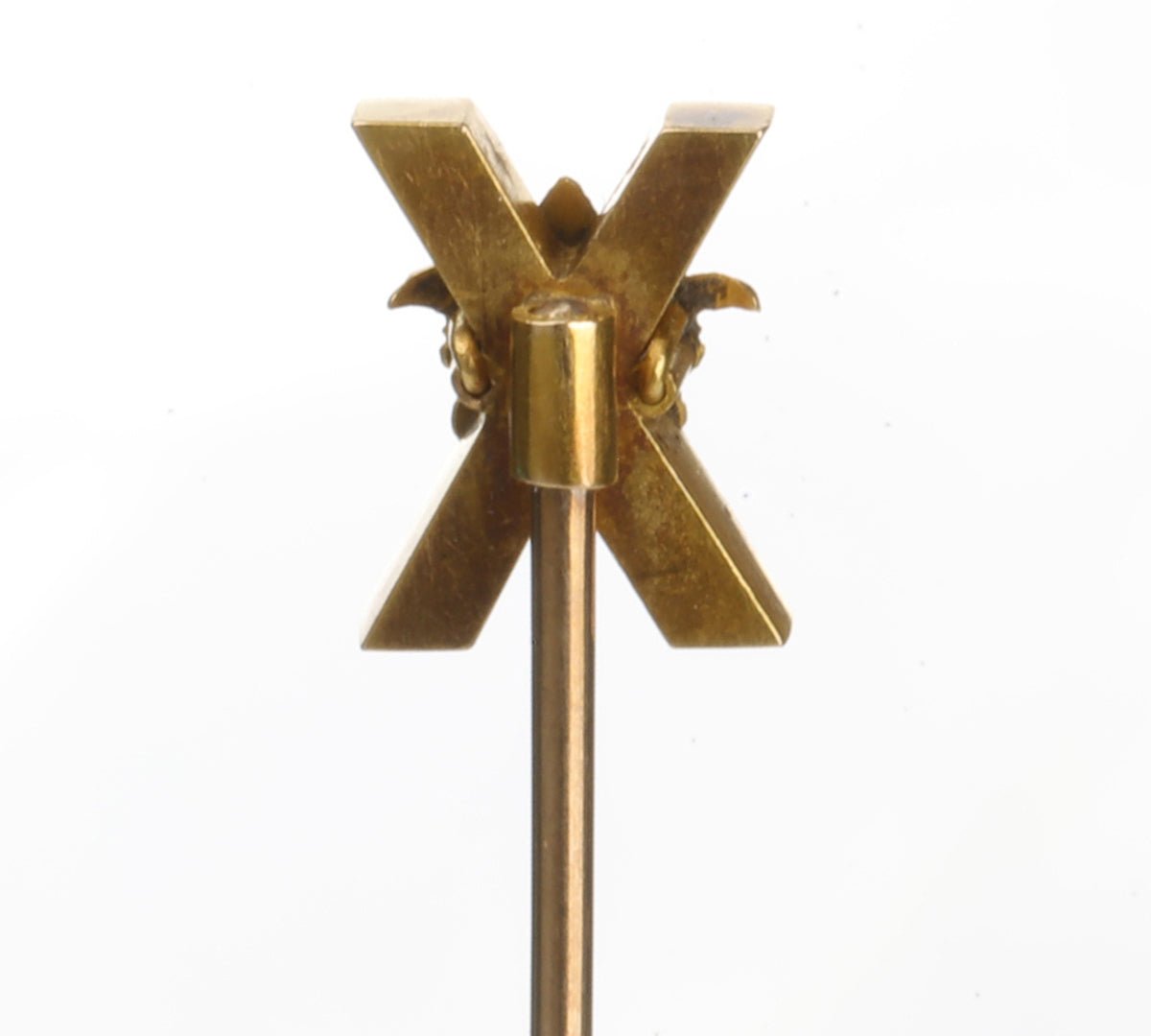 Antique Gold Scottish Agate X Crown Stick Pin