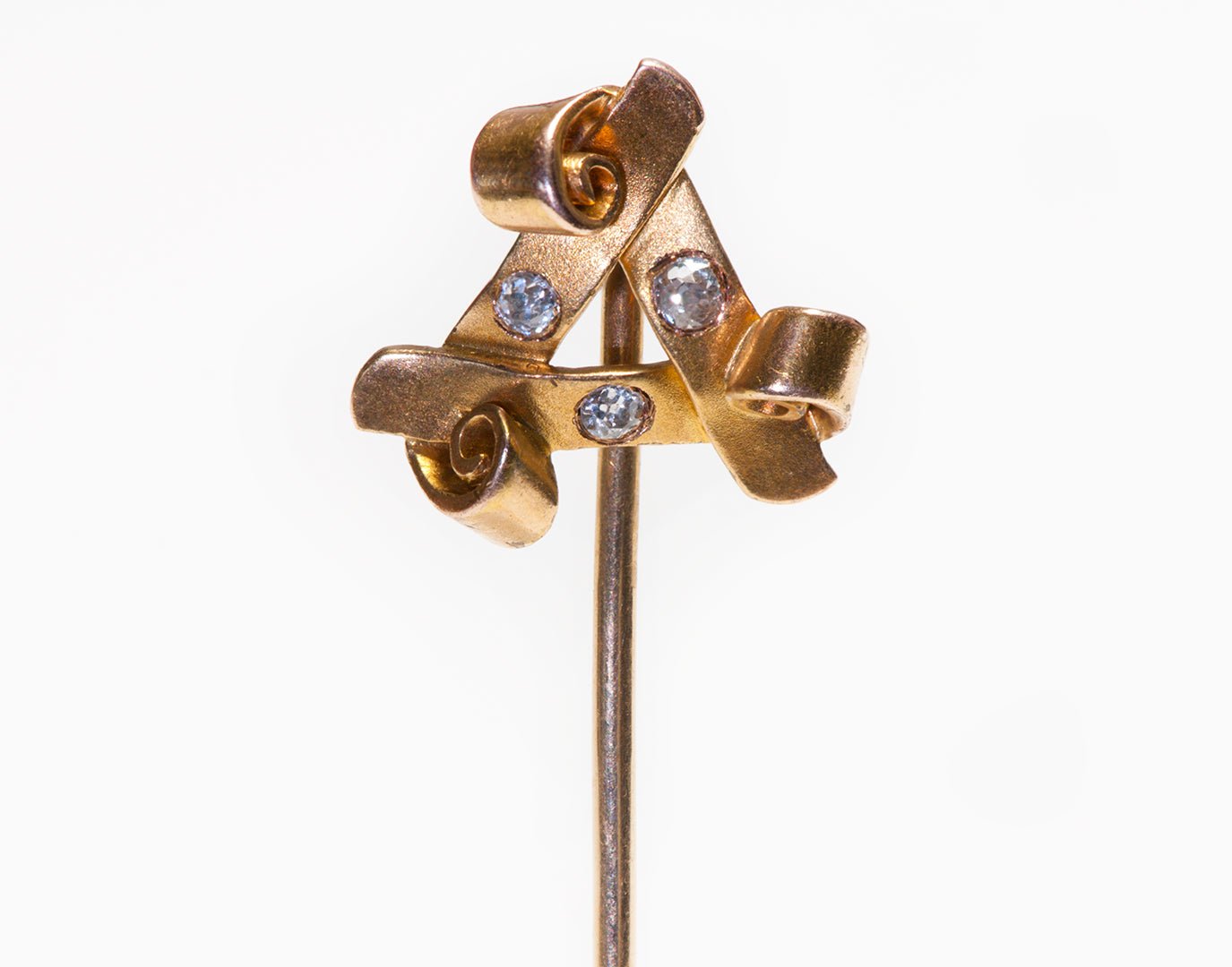 Antique Gold Scroll Diamond Stick Pin