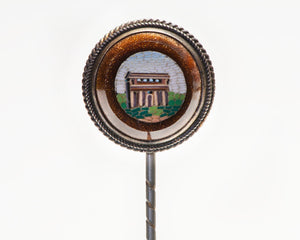 Antique Gold Stone Micro Mosaic Stick Pin