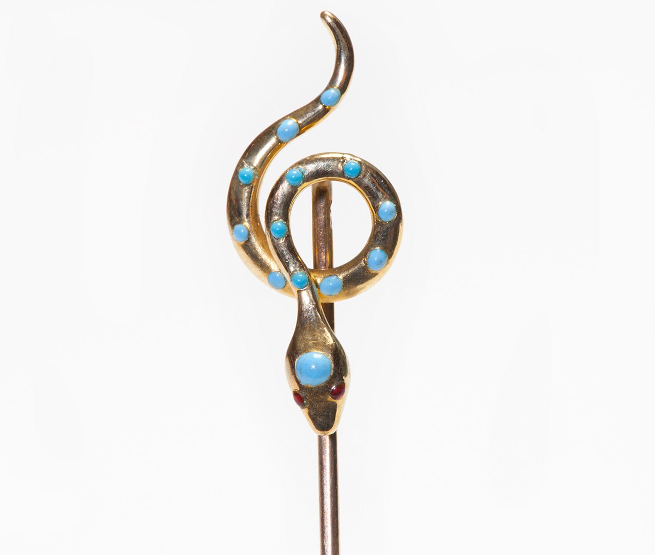 Antique Gold Turquoise Snake Stick Pin