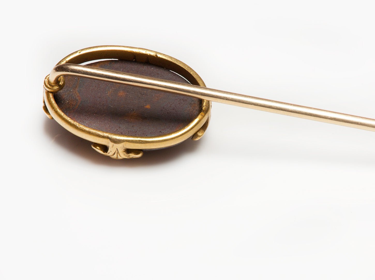 Antique Gold Wood Opal Stick Pin