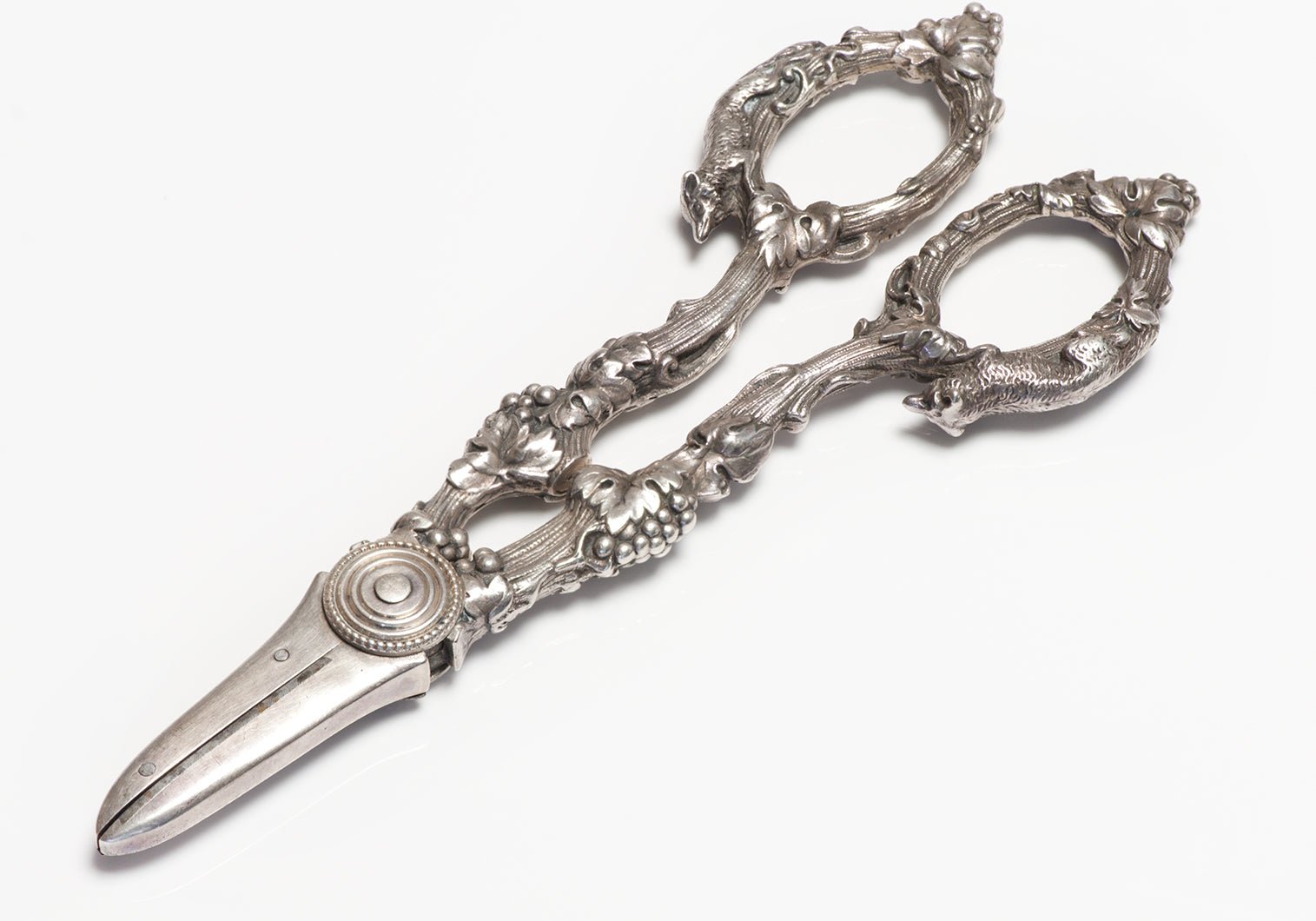 Antique Gorham Sterling Silver Grape Shears "Fox and Grape" Pattern