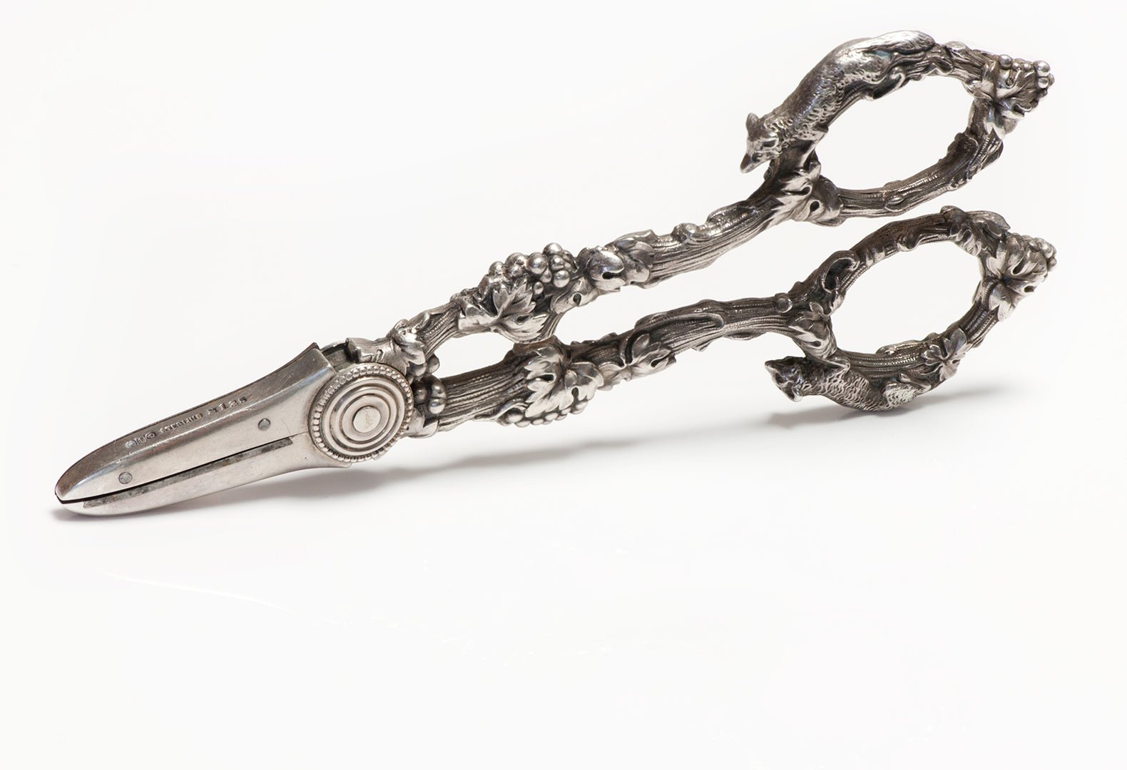 Antique Gorham Sterling Silver Grape Shears "Fox and Grape" Pattern - DSF Antique Jewelry