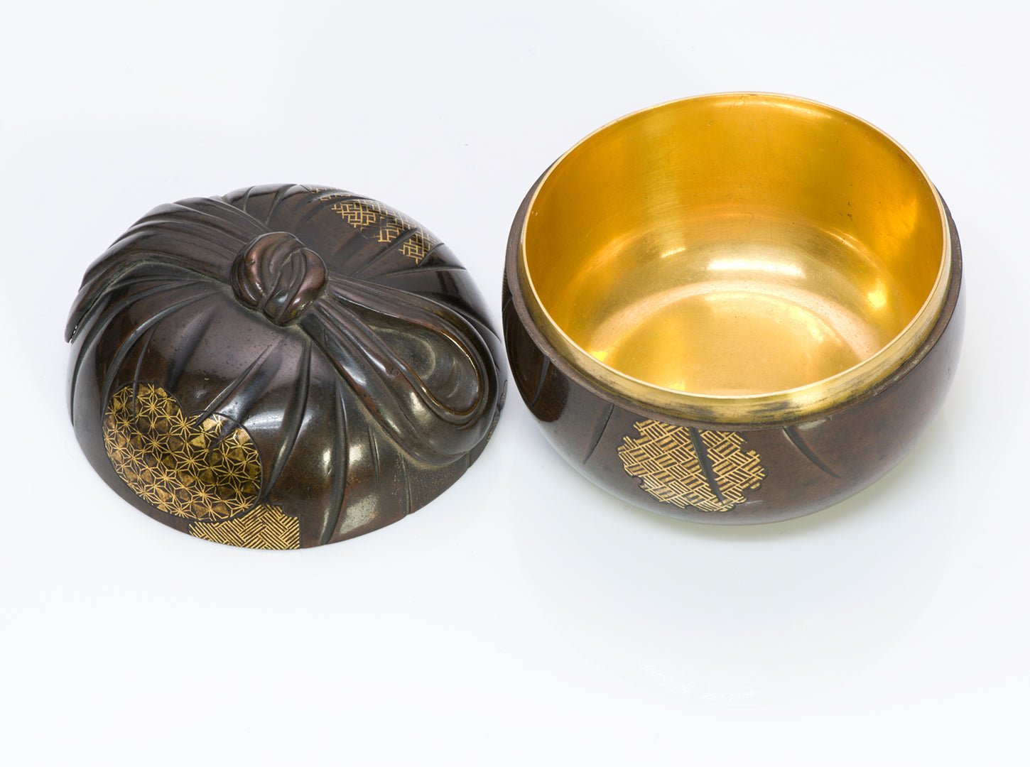 Antique Japanese Bronze Gold Bow Box