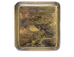 Antique Japanese Damascene Iron Gold Cigarette Case
