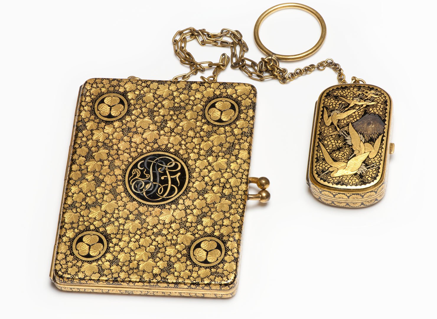 Antique Japanese Fuku Damascene Minaudière - DSF Antique Jewelry