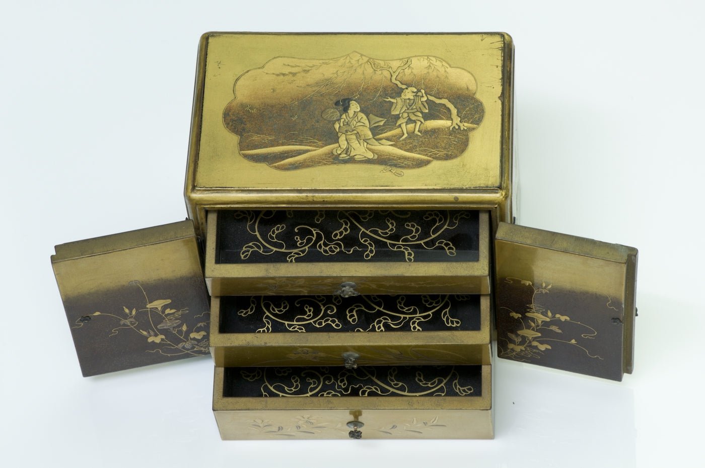 Antique Japanese Lacquer Shokudo Cabinet