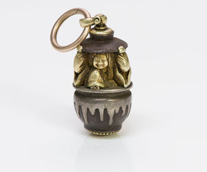 Antique Japanese Whimsical Mixed Metal Fob Pendant