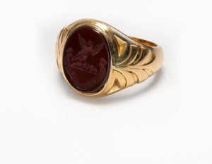 Antique John Brogden Gold Sardonyx Eagle Crest Men's Ring